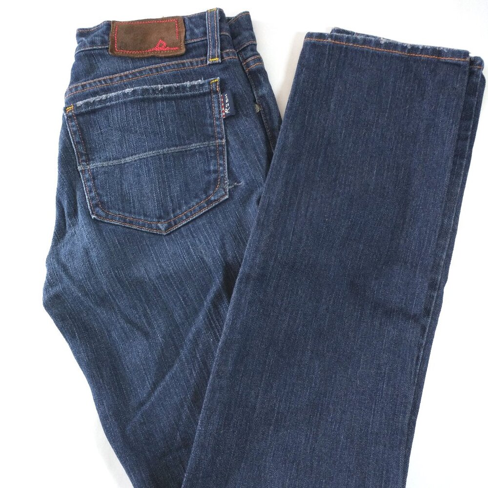 R U Blue Dark Wash Jeans with mild distressing